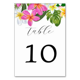 Tropical Plumeria Temple Tree Wedding Table Number