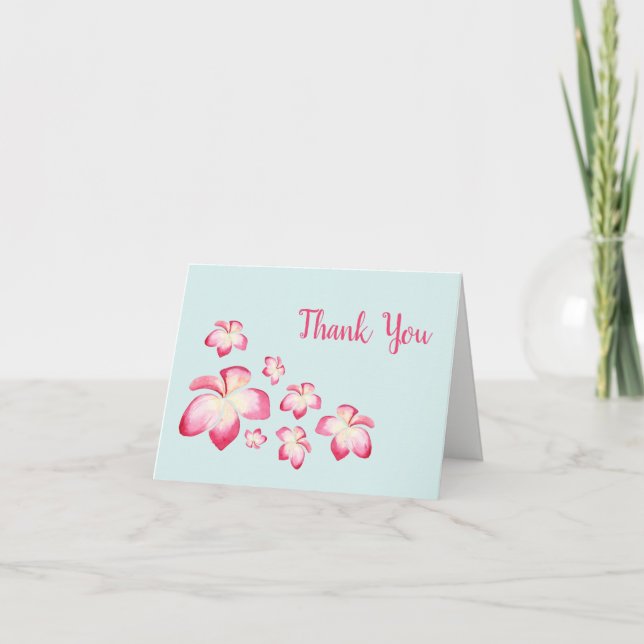 Tropical Plumeria Thank You Card (Front)