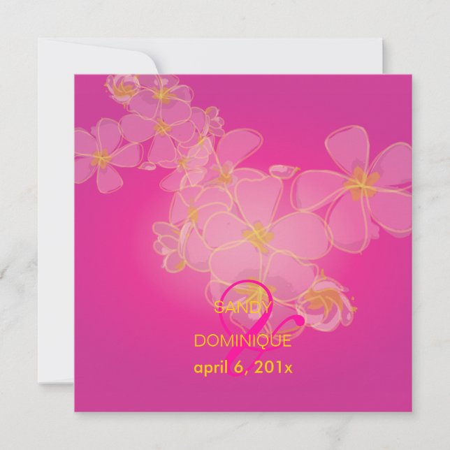 Tropical/plumerias/destination wedding invitation (Front)