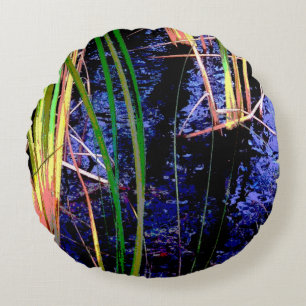 Tropical Pond Grasses Round Cushion