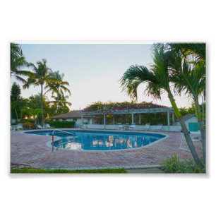 Tropical Pool at Sunset, The Bahamas Photo Print