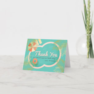 Tropical Pool Baby Shower Blue Thank You Card
