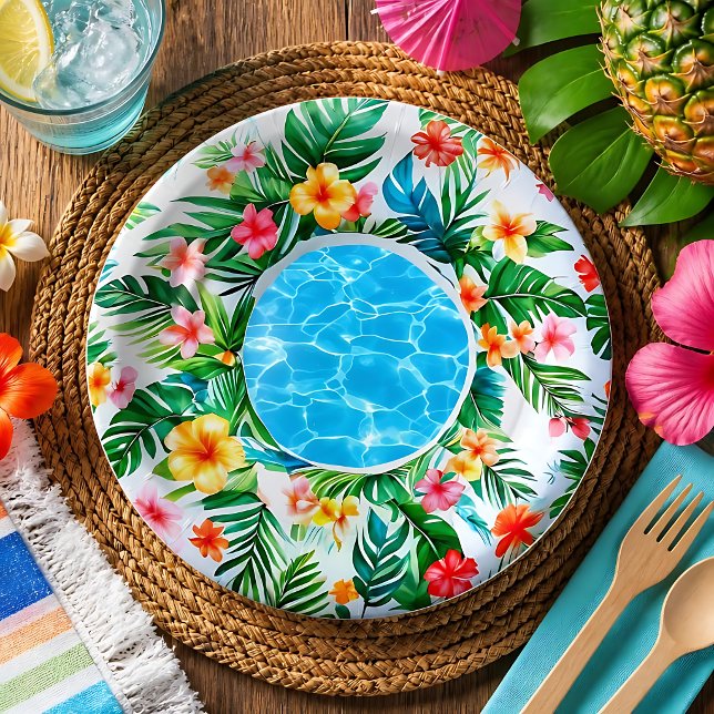 Tropical Pool Float Paper Plate (Creator Uploaded)
