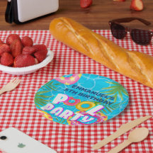 Tropical Pool Party Birthday Paper Plates