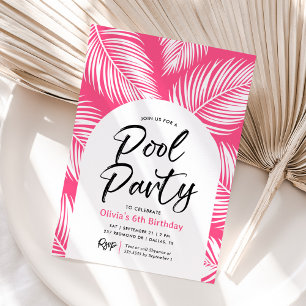 Tropical Pool Party Girl Birthday Invitation