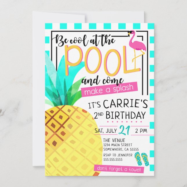 Tropical Pool Party Invitation (Front)