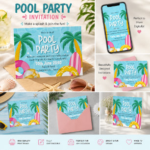Tropical Pool Party Invitation
