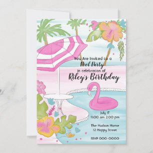 Tropical Pool Party Invitation