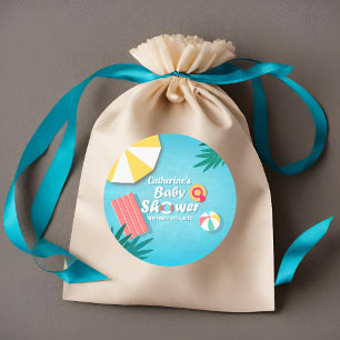 Tropical Pool Party Summer Baby Shower  Classic Round Sticker