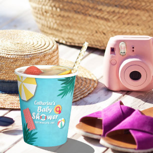 Tropical Pool Party Summer Baby Shower  Paper Cups