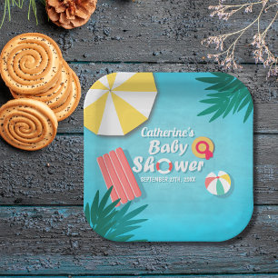 Tropical Pool Party Summer Baby Shower  Paper Plate