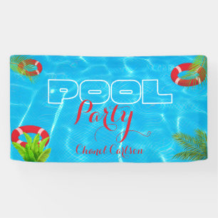 Tropical Pool Party   Summer Birthday Banner