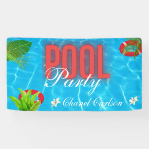 Tropical Pool Party   Summer Birthday  Banner