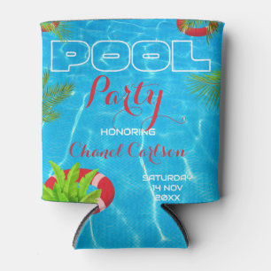 Tropical Pool Party Summer Birthday Can Cooler