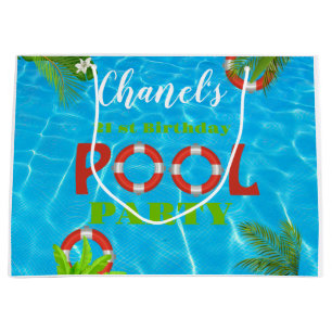 Tropical Pool Party Summer Birthday Large Gift Bag