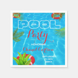 Tropical Pool Party Summer Birthday Napkin