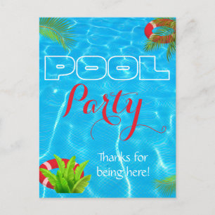 Tropical Pool Party Summer Birthday Postcard