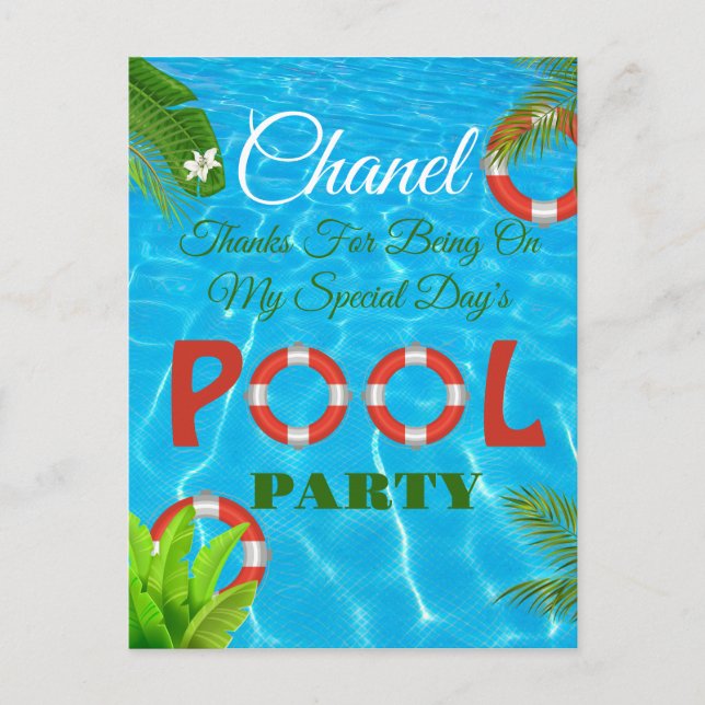 Tropical Pool Party | Summer Birthday  Postcard (Front)