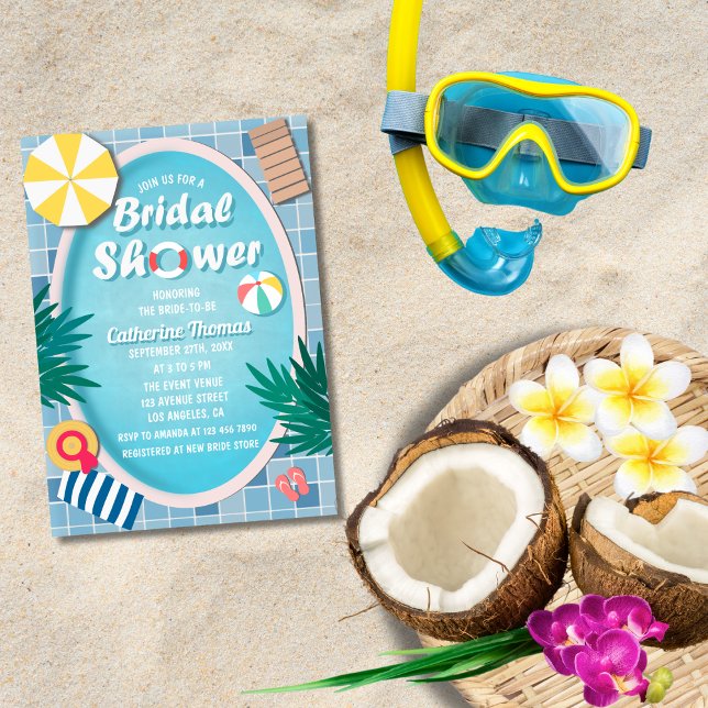 Tropical Pool Party Summer Bridal Shower Invitation (Creator Uploaded)
