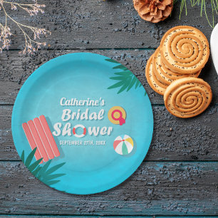 Tropical Pool Party Summer Bridal Shower  Paper Plate
