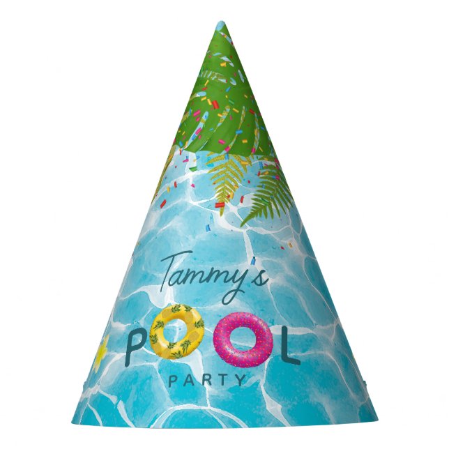 Tropical Pool Party Swimming Pool Birthday  Hat (Front)