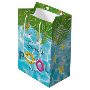 Tropical Pool Party Swimming Pool Birthday Medium Gift Bag