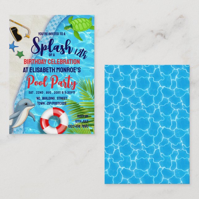 Tropical Pool, Pool Party Birthday Handout Tickets (Front/Back)