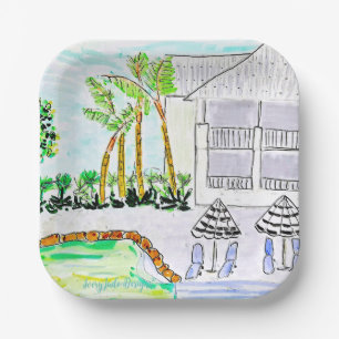 Tropical Poolside Paper Plate
