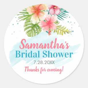 Tropical Poolside Summer Bridal Shower Classic Round Sticker