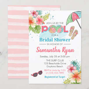 Tropical Poolside Summer Bridal Shower Invitation