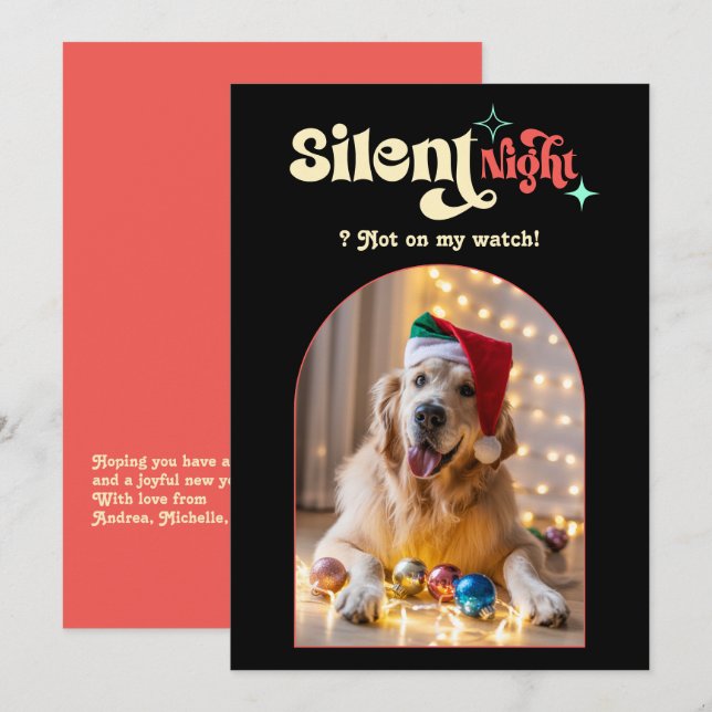 Tropical Pop Funny Retro Pet Dog Christmas Photo Holiday Card (Front/Back)