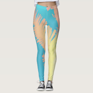 Tropical Positive Vibes Palm Tree Leaves Leggings