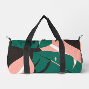 Tropical Print Black Bold Duffle Bag
