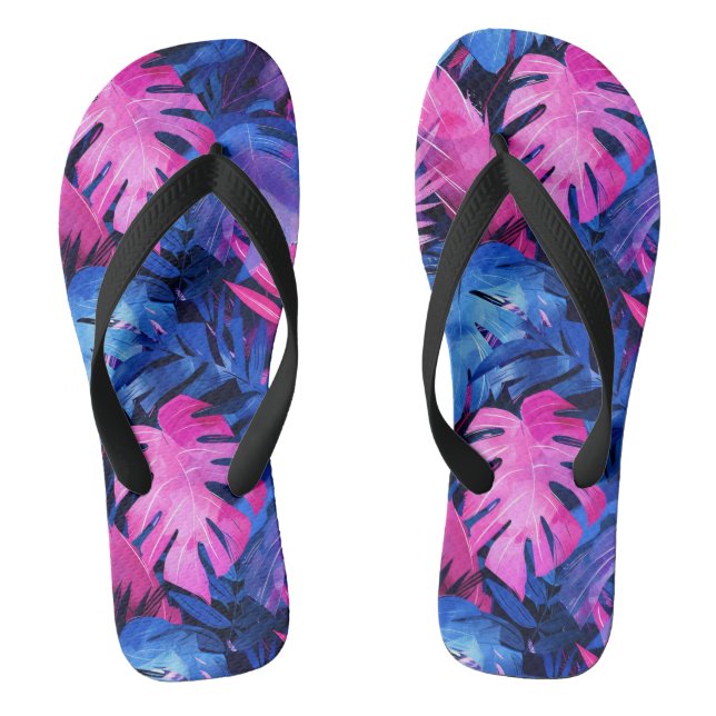 Tropical Print Flip Flops (Footbed)