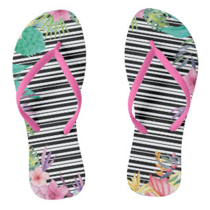 Tropical Print Flip Flops