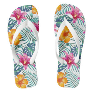 Tropical Print Flip Flops