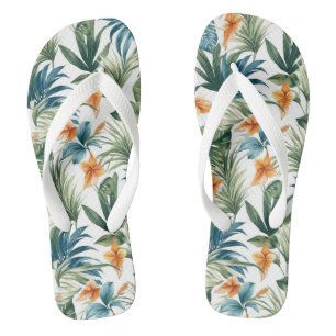 Tropical Print Flip Flops
