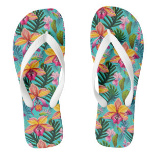 Tropical Print Flip Flops