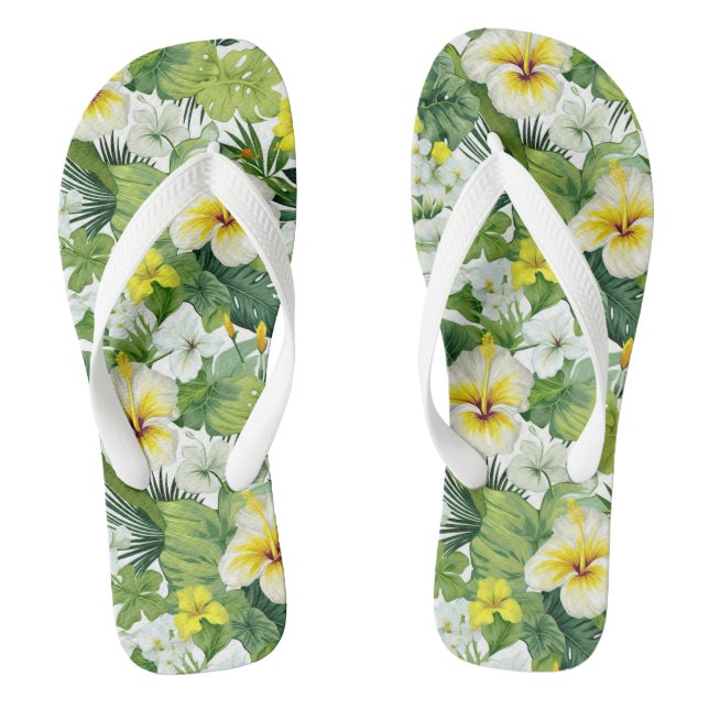 Tropical Print Flip Flops (Footbed)