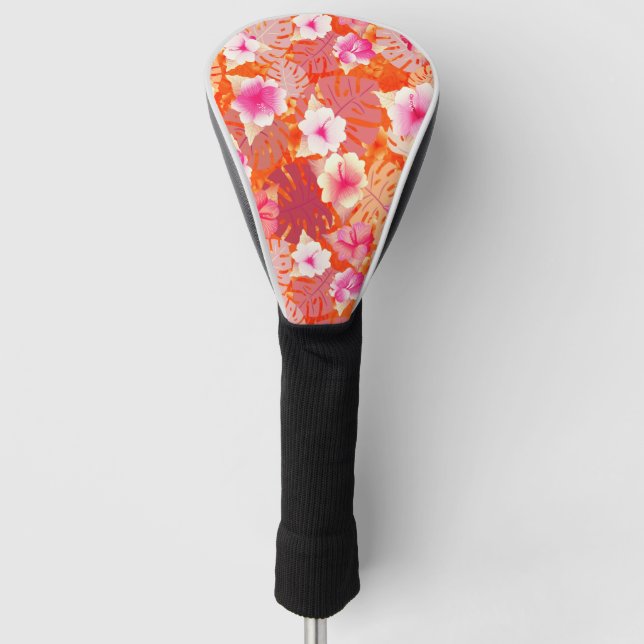 Tropical Print in Living Coral Golf Head Cover (Front)