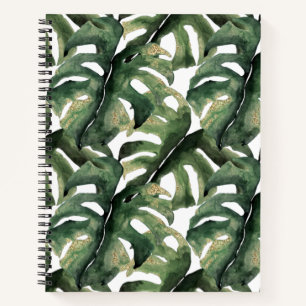 Tropical print in watercolor notebook