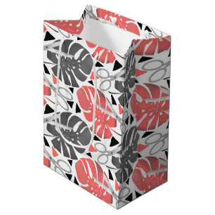 Tropical print monstera leaves scissors jungle exo medium gift bag