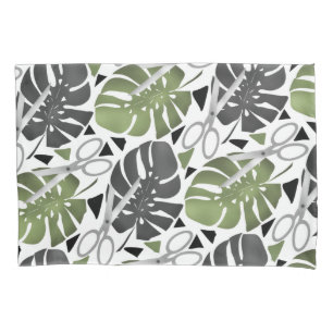 Tropical print monstera leaves scissors jungle exo pillowcase