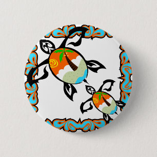 Tropical-print-turtle 6 Cm Round Badge