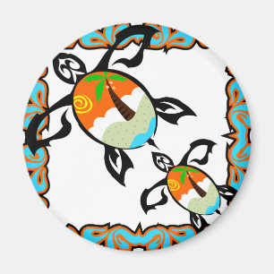 Tropical-print-turtle Magnet