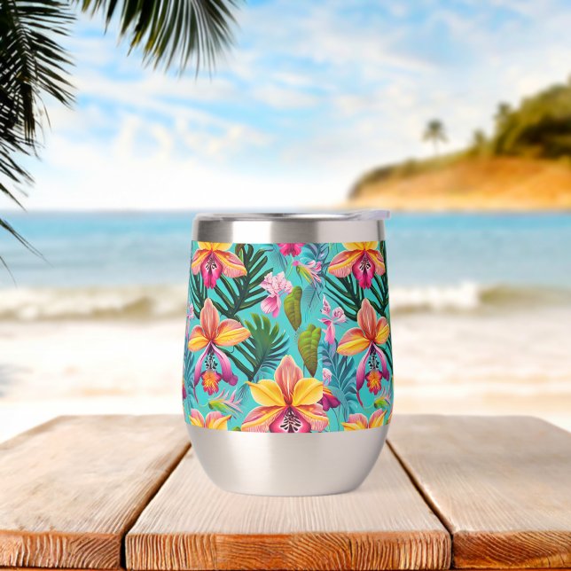 Tropical Print Wine Tumbler (Beach)
