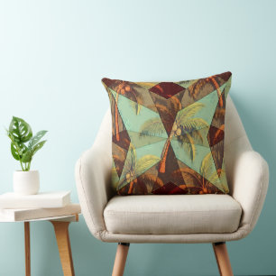 Tropical Prism – Abstract Geometric Palm Desιgn Cushion