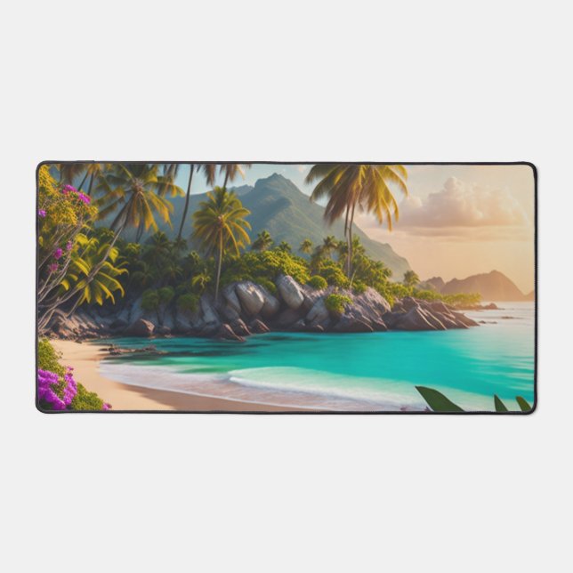 Tropical Private Island Palm Trees Desk Mat (Front)
