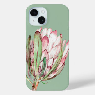 Tropical Protea Floral on Mint iPhone 15 Case