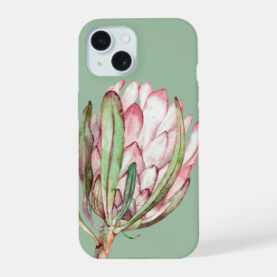 Tropical Protea Floral on Mint iPhone 15 Case